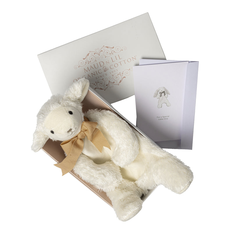Lamb Comforter Toy - Organic Cotton - Baby Gift Boxed - Cream/ Buff - 30cm