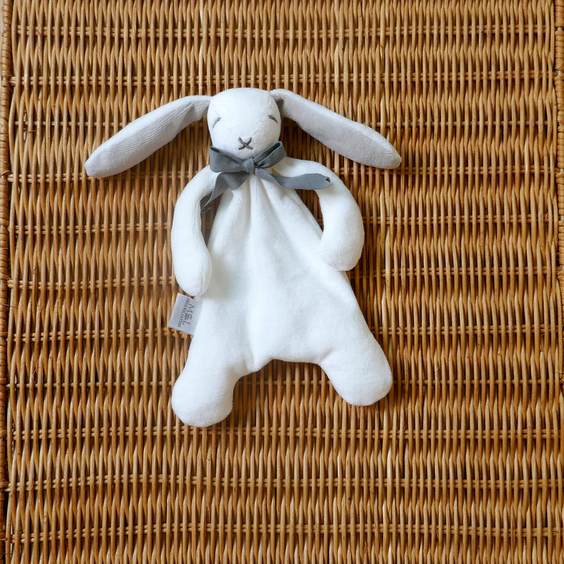 Grey Mini Bunny Comforter Toy - Organic Cotton - Baby Gift Unboxed - 20cm