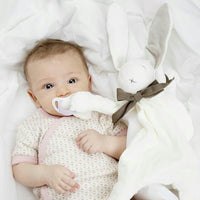 Bunny Comforter Toy - Organic Cotton - Baby Gift Unboxed - White/ Mint - 30cm