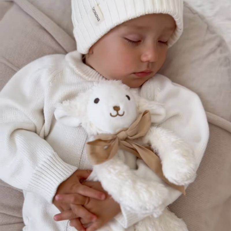 Lamb Comforter Toy - Organic Cotton - Baby Gift Boxed - Cream/ Buff - 30cm