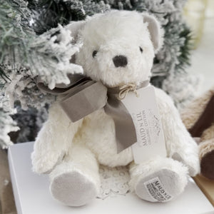 Organic Teddy Bear Fluffy Soft Toy - Gift Boxed - White