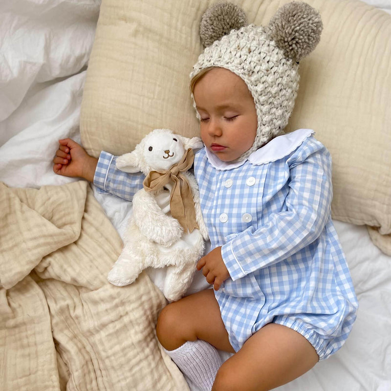 Lamb Comforter Toy - Organic Cotton - Baby Gift Boxed - Cream/ Buff - 30cm  ***SOLD OUT PRE-ORDER FOR MARCH 2025 DELIVERY***