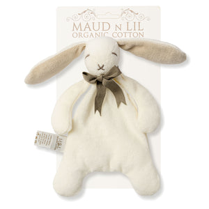 Mini Bunny Comforter Toy - Organic Cotton - Baby Gift Unboxed - White/ Stone Blue - 20cm