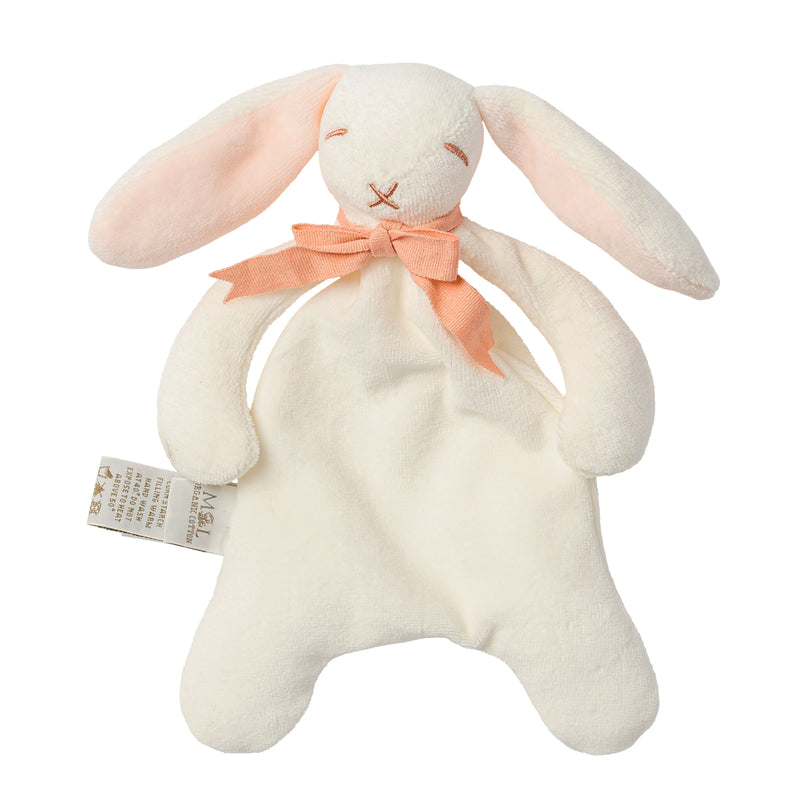 Mini Bunny Comforter Toy - Organic Cotton - Baby Gift Unboxed - White/ Cloud Pink - 20cm