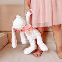 Organic Fluffy Bunny Soft Toy - Gift Boxed - White/ Pink