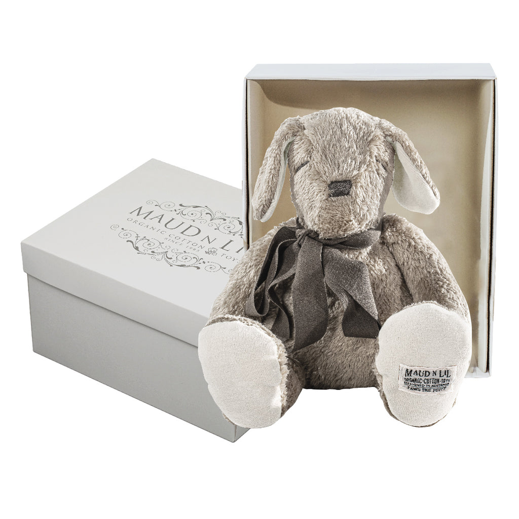Organic Fluffy Puppy Soft Toy - Gift Boxed - Grey