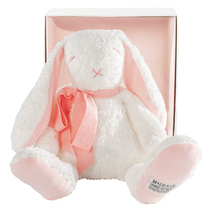 Organic Fluffy Bunny Soft Toy - Gift Boxed - White/ Pink