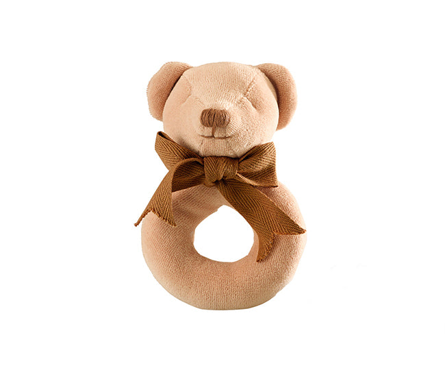 Cubby the Teddy Bear Donut Rattle – Maud n Lil Organic Cotton Toys Front